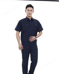 厂服工衣涤棉短袖套装吸汗耐磨 夏季薄款定制